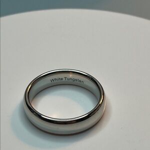 White Tungsten Plain Wedding Band Size 11